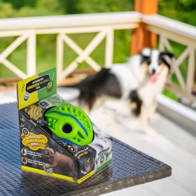   Kutya labda, kutyajáték - beszélő, tüskés, Interaktív labda - Zöld / 14 cm