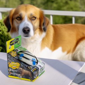   Kutya labda, kutyajáték - Interaktív, beszélő, világító labda - Fehér / 14 cm